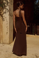 Load image into Gallery viewer, Liora Draped Scarf Maxi Dress - Chocolate
