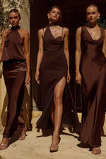 Load image into Gallery viewer, Liora Draped Scarf Maxi Dress - Chocolate
