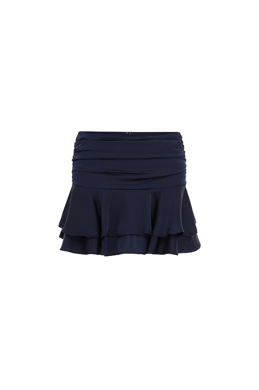 Laney Layered Ruffle Mini Skirt - Navy