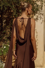 Load image into Gallery viewer, Gabriella Cowl Maxi Dress - Chocolate
