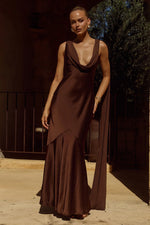 Load image into Gallery viewer, Gabriella Cowl Maxi Dress - Chocolate
