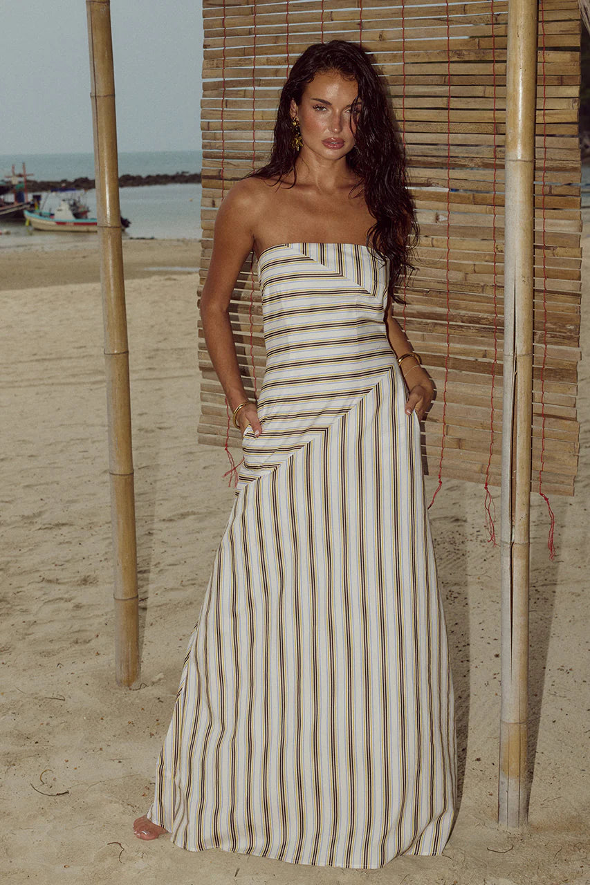 Maliah Maxi Dress - Ivory Stripe