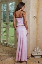 Load image into Gallery viewer, Georgina Low Waist Maxi Skirt - Musk/Choc Polka
