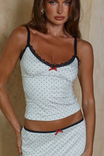 Load image into Gallery viewer, Georgina Lace Camisole Top - Ivory/Black Polka
