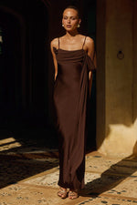 Load image into Gallery viewer, Elara Cowl Maxi Dress - Chocolate
