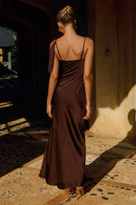 Load image into Gallery viewer, Elara Cowl Maxi Dress - Chocolate
