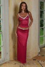 Load image into Gallery viewer, Georgina Top &amp; Low Waist Maxi Skirt - Cherry/White Polka
