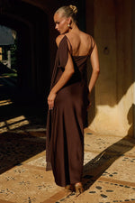 Load image into Gallery viewer, Elara Cowl Maxi Dress - Chocolate

