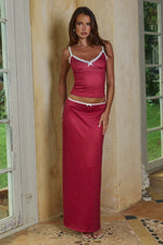 Load image into Gallery viewer, Georgina Top &amp; Low Waist Maxi Skirt - Cherry/White Polka
