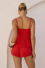 Load image into Gallery viewer, Clinton Tie Side Shirred Cami Top - Red
