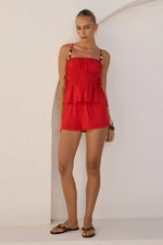 Load image into Gallery viewer, Clinton Tie Side Shirred Cami Top - Red
