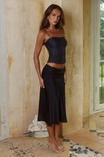 Load image into Gallery viewer, Leanna Low Waist Midi Skirt - Black
