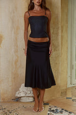Load image into Gallery viewer, Leanna Low Waist Midi Skirt - Black
