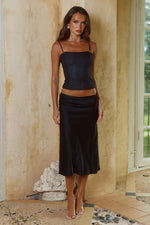 Load image into Gallery viewer, Leanna Low Waist Midi Skirt - Black
