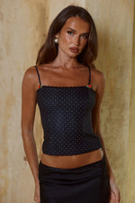 Load image into Gallery viewer, Josie Lace Cami Top - Black/White Polka
