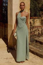 Load image into Gallery viewer, Liora Draped Scarf Maxi Dress - Sage
