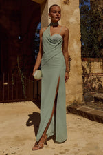 Load image into Gallery viewer, Liora Draped Scarf Maxi Dress - Sage
