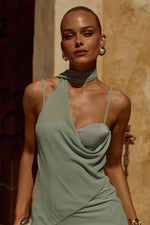 Load image into Gallery viewer, Liora Draped Scarf Maxi Dress - Sage
