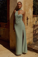 Load image into Gallery viewer, Liora Draped Scarf Maxi Dress - Sage
