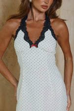 Load image into Gallery viewer, Kimberly Halter Mini Dress - Ivory/Black Polka
