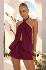 Load image into Gallery viewer, Koah Knotted Front Split Top - Berry
