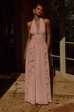 Load image into Gallery viewer, Isolina Halter Corset Maxi Dress - Pink
