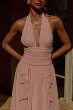Load image into Gallery viewer, Isolina Halter Corset Maxi Dress - Pink

