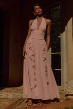 Load image into Gallery viewer, Isolina Halter Corset Maxi Dress - Pink

