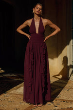 Load image into Gallery viewer, Isolina Halter Corset Maxi Dress - Plum
