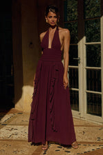 Load image into Gallery viewer, Isolina Halter Corset Maxi Dress - Plum
