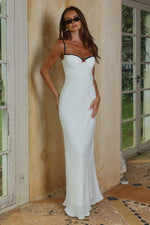 Load image into Gallery viewer, Charlotte Bustier Slip Maxi Dress - Ivory/Black Polka
