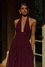 Load image into Gallery viewer, Isolina Halter Corset Maxi Dress - Plum
