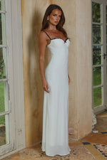 Load image into Gallery viewer, Charlotte Bustier Slip Maxi Dress - Ivory/Black Polka
