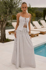 Load image into Gallery viewer, Maree Shirred Drop Waist Maxi Skirt - Drea White
