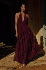 Load image into Gallery viewer, Isolina Halter Corset Maxi Dress - Plum
