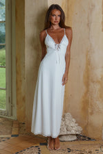 Load image into Gallery viewer, Emily Lace Trim Camisole Midi Dress - White/Musk Polka

