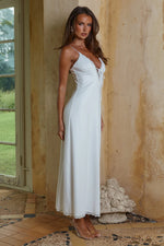 Load image into Gallery viewer, Emily Lace Trim Camisole Midi Dress - White/Musk Polka
