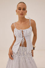 Load image into Gallery viewer, Katalia Ruched Front Tie Top - Drea White
