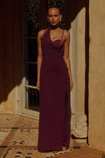 Load image into Gallery viewer, Liora Draped Scarf Maxi Dress - Plum
