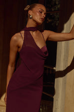 Load image into Gallery viewer, Liora Draped Scarf Maxi Dress - Plum
