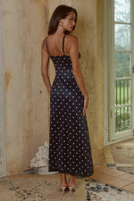Load image into Gallery viewer, Emily Lace Trim Camisole Midi Dress - Black/White Polka
