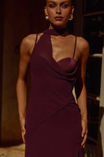 Load image into Gallery viewer, Liora Draped Scarf Maxi Dress - Plum
