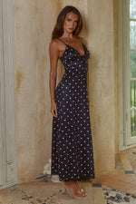 Load image into Gallery viewer, Emily Lace Trim Camisole Midi Dress - Black/White Polka
