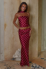 Load image into Gallery viewer, Blaine Low Waist Maxi Skirt - Cherry/White Polka
