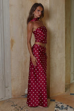 Load image into Gallery viewer, Blaine Low Waist Maxi Skirt - Cherry/White Polka
