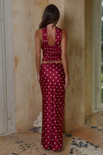 Load image into Gallery viewer, Blaine Low Waist Maxi Skirt - Cherry/White Polka
