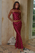 Load image into Gallery viewer, Blaine Low Waist Maxi Skirt - Cherry/White Polka
