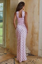 Load image into Gallery viewer, Blaine Low Waist Maxi Skirt - Musk/Choc Polka
