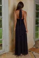 Load image into Gallery viewer, Fernanda Plunge Halter Maxi Dress - Black
