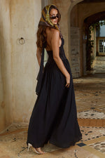 Load image into Gallery viewer, Fernanda Plunge Halter Maxi Dress - Black
